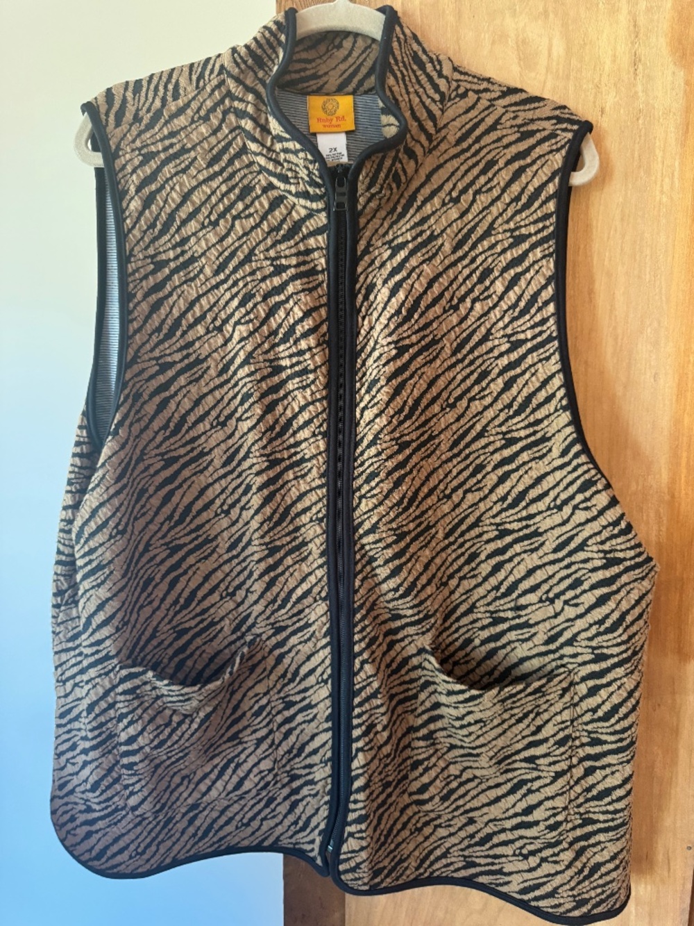 Ruby Rd Zebra Print Zip Vest